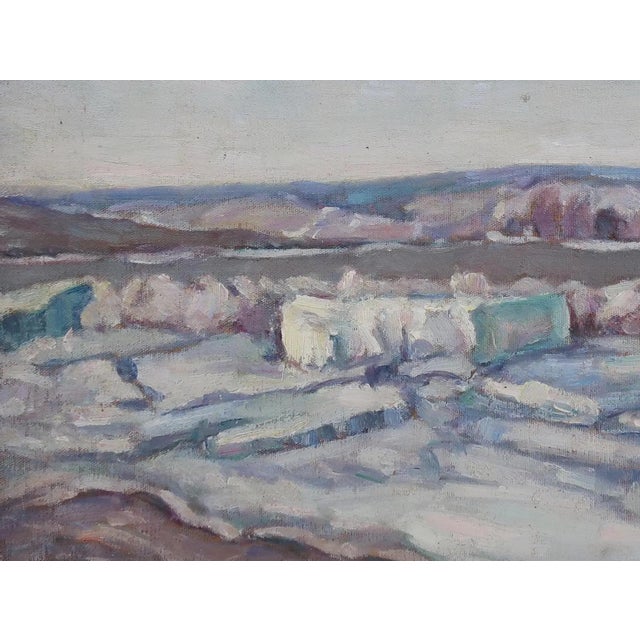 1970s Vintage Impressionist Winter Landscape Oil Painting, Ukrainian Art 34-46 For Sale - Image 5 of 6