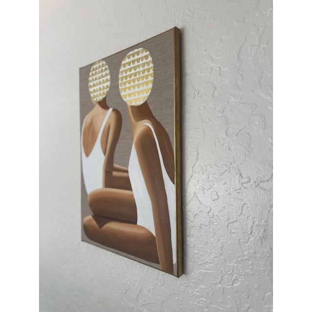 2020s 2 Swimmers on the Beach - Acrylic and Oil on Canvas by Wencke Uhl For Sale - Image 5 of 14