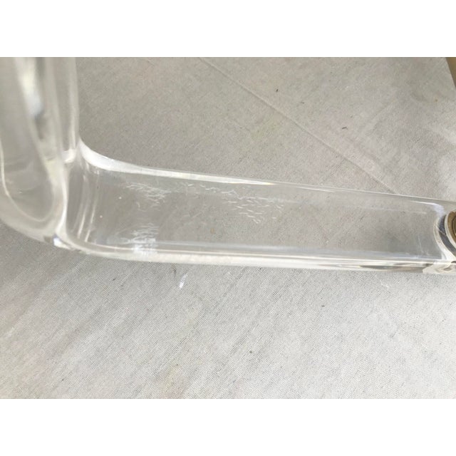 Upholstered Brass and Lucite Armchairs - a Pair For Sale - Image 10 of 12