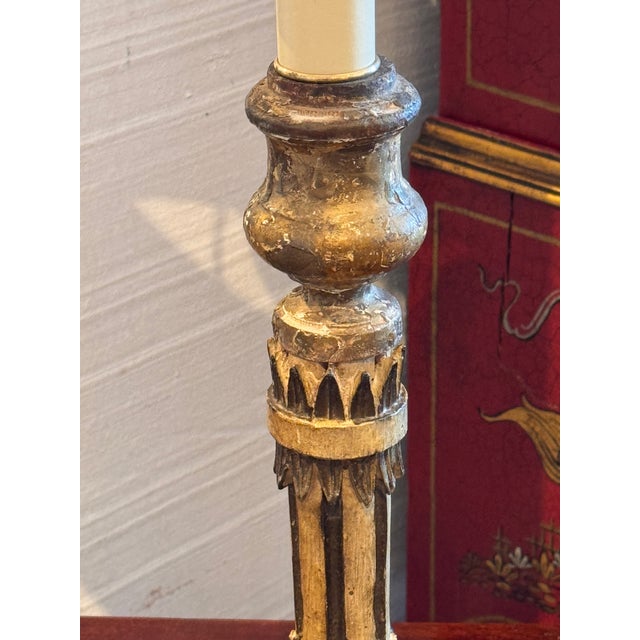 Traditional 19th Century Altar Stick Lamp With Gilt Surface For Sale - Image 3 of 10