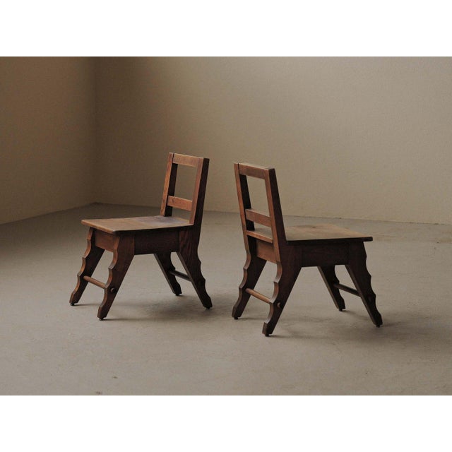 Modernist Oak Chairs, France, 1940s, Set of 2 For Sale - Image 10 of 18