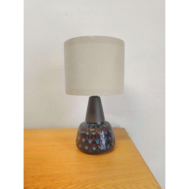 Ceramic Vintage Danish Table Lamp in Blue Ceramic from Søholm, 1950s For Sale - Image 7 of 7