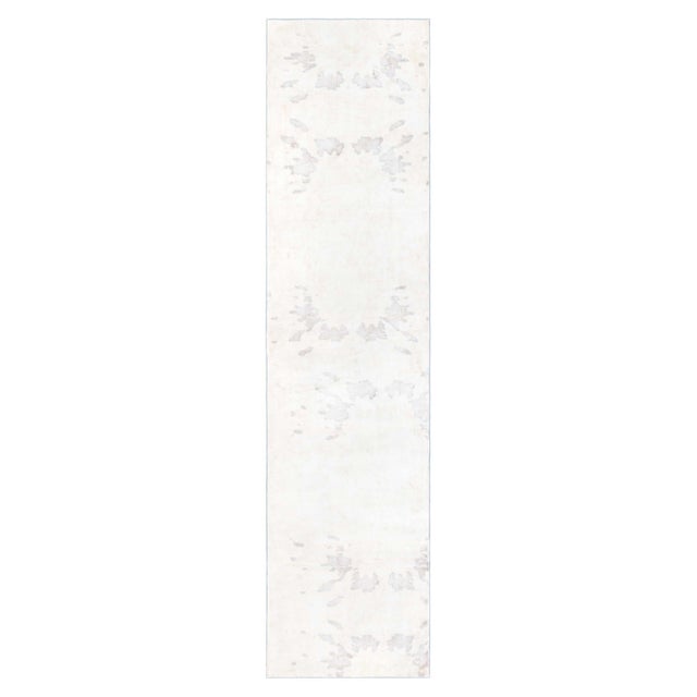 Modern Botanic Silk Beige Runner by Doris Leslie Blau For Sale