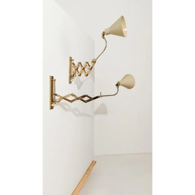 Vintage Italian Adjustable Wall Lights in Brass and Creamy White Metal, 1950s For Sale - Image 11 of 18