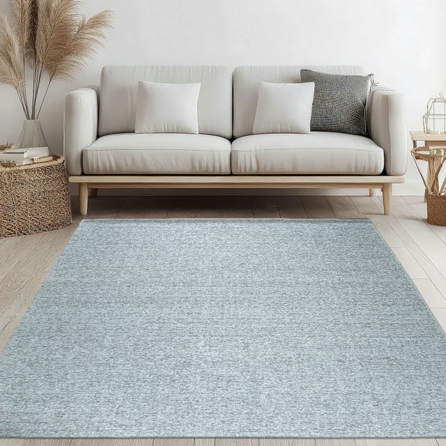 8x10 Opulent Alluring Silver Solid Open Field Handmade Wool Carpet Rug For Sale - Image 9 of 9