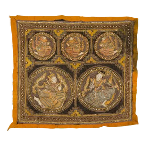 Burmese 19th Century Kalaga Tapestry with Stones, Sequins and Golden Thread