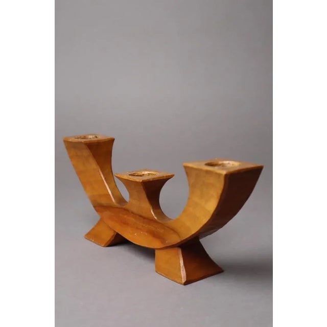 Small Anthroposophical Waldorf Candleholder in Carved Wood, 1940, in Very Good conditions. Designed 1920 to 1949