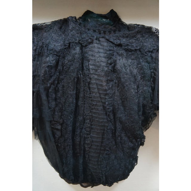 Textile Early 20th Century Antique Victorian Black Velvet & Lace Bodice & Shirtwaist Framed in Shadowboxes- Set of 2 For Sale - Image 7 of 12