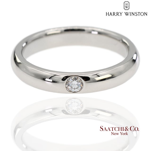 Platinum 950 Harry Winston Diamond Band Ring Metal Type: 950 Platinum Total Item Weight: 4.9 Grams Ring Size: 3.5...
