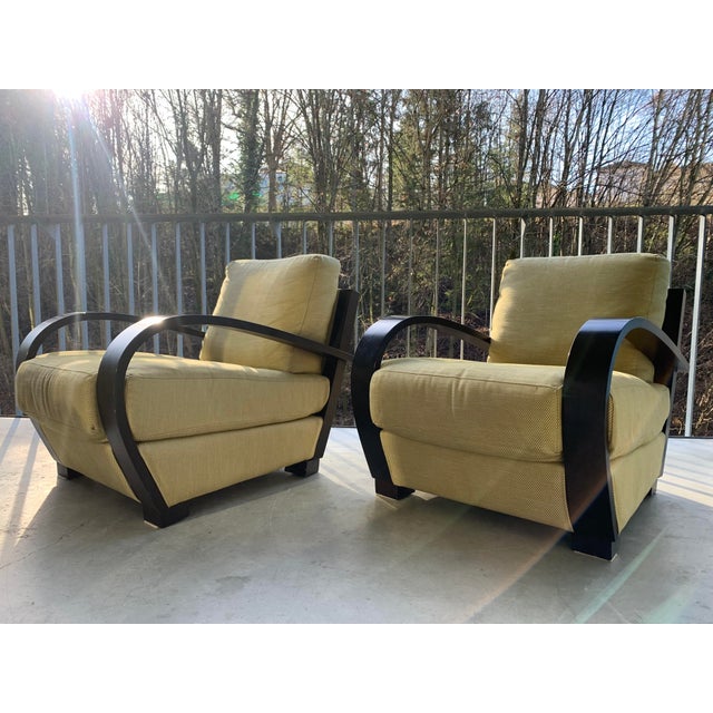 Wood Art Deco Style Club Chairs from Roche Bobois, 1990s, Set of 2 For Sale - Image 7 of 18