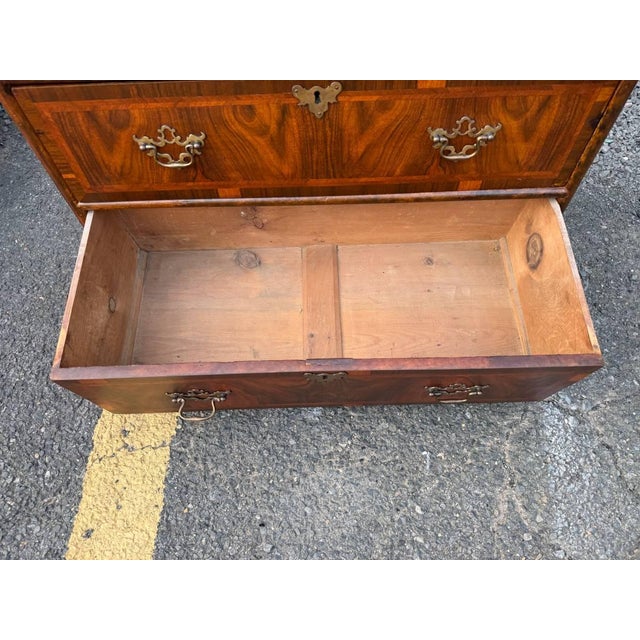Antique Georgian Style Burr Walnut Chest of Drawers For Sale - Image 12 of 17