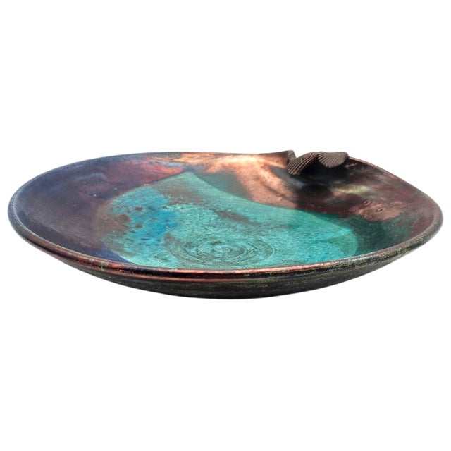 Joy Imai Iridescent Studio Ceramic Bowl With Shell Motif, 9" For Sale - Image 4 of 11