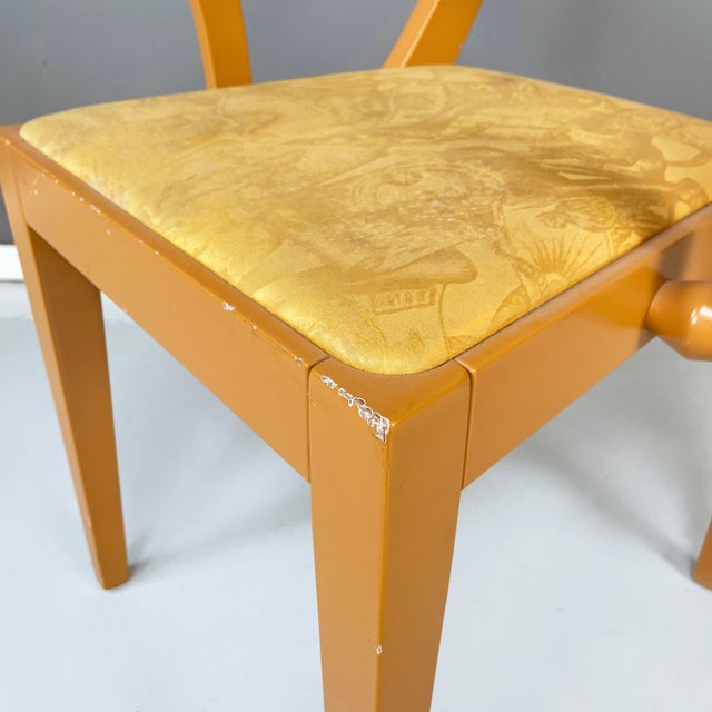 Italian Modern Yellow Fabric and Wooden Chair from Bros/S, 1980s For Sale - Image 12 of 18