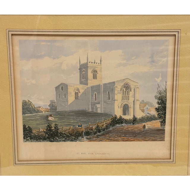 English Vintage English Architectural Print of St. Mary’s Church, Stow, Lincolnshire, Custom Framed For Sale - Image 3 of 4