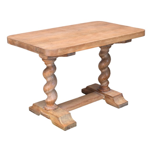 Baroque Swedish Cerused Oak Side Table with Barley-Twist Legs, 1920s For Sale