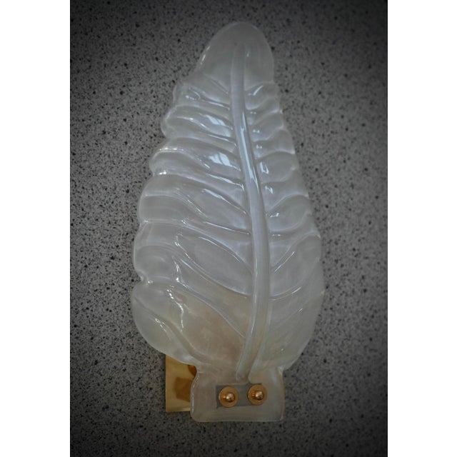 Murano Art Glass Sandblasted Light White and Brass Wall Light and Sconces, 2000 For Sale - Image 11 of 11