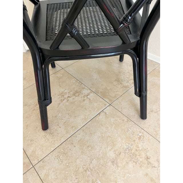 Mid 20th Century Mid 20th Century Chinese Chippendale Style Black Faux Bamboo Armchair For Sale - Image 5 of 12