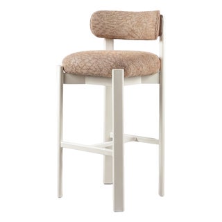 Siena Bar Chair in Akalu Autumn Fabric and Taupe Lacquered Structure by Mambo Unlimited Ideas For Sale