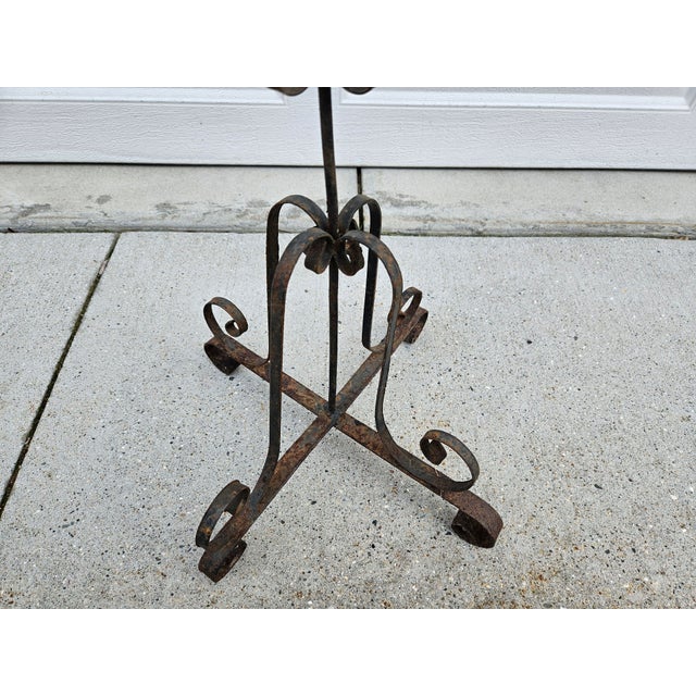 Victorian Vintage Scrolled Metal Garden Plant Stand For Sale - Image 3 of 11