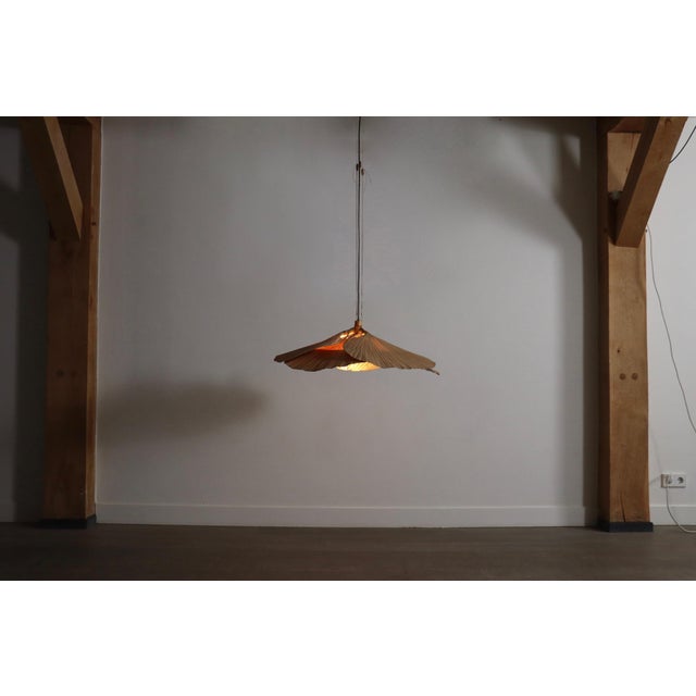 Tan Uchiwa Series Hana I Ceiling Light by Ingo Maurer for Design M, Germany, 1970s For Sale - Image 8 of 18