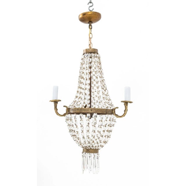 Mid 20th Century French Empire Cut Crystal and Brass Chandelier For Sale - Image 5 of 5