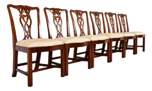 Maitland Smith Georgian Carved Mahogany Dining Chairs, Set of Six