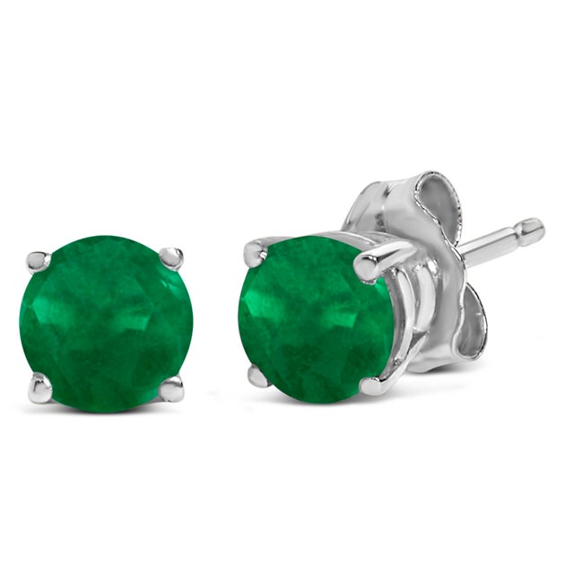 Encapsulate timeless elegance with these 14K White Gold stud earrings, each graced with a meticulously color-treated,...