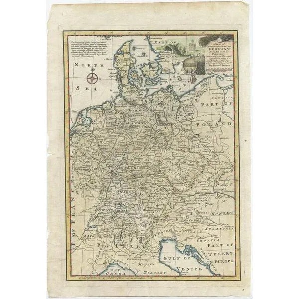 Antique map Germany titled 'A New & Accurate Map of Germany'. It covers Germany during the mid-18th century, which...