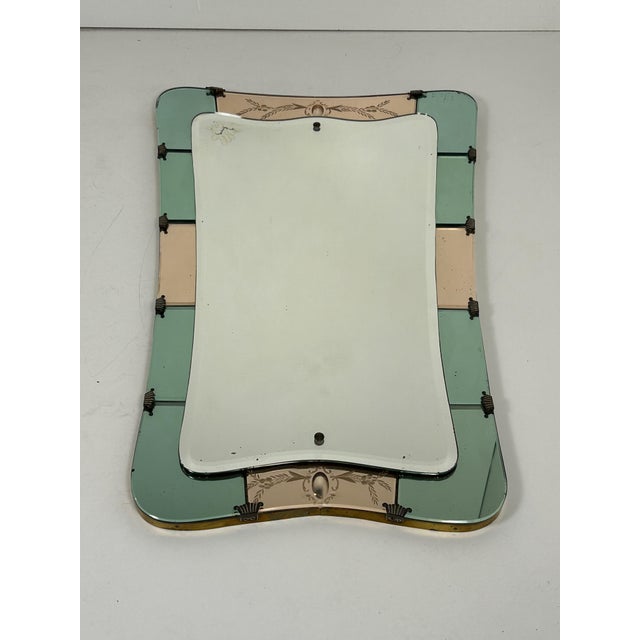 Two-Tone Mirror with Brass Edge by Giovanni Gariboldi, 1950s For Sale - Image 3 of 13