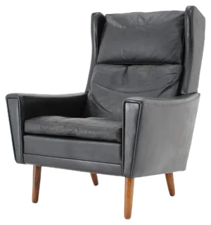 Leather Wingback Lounge Chair, 1970s