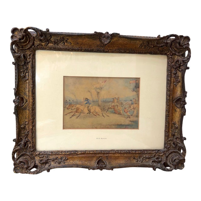 Antique 19th Century Henry Alken Men on Horseback Jockey Watercolor Painting Art For Sale