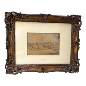 Antique 19th Century Henry Alken Men on Horseback Jockey Watercolor Painting Art