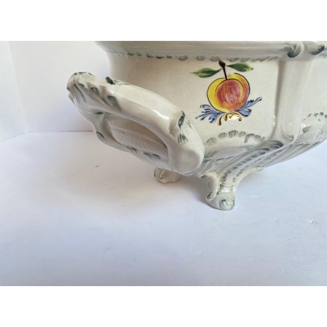 Vintage French Hand-Painted Faience Soup Tureen For Sale - Image 6 of 12