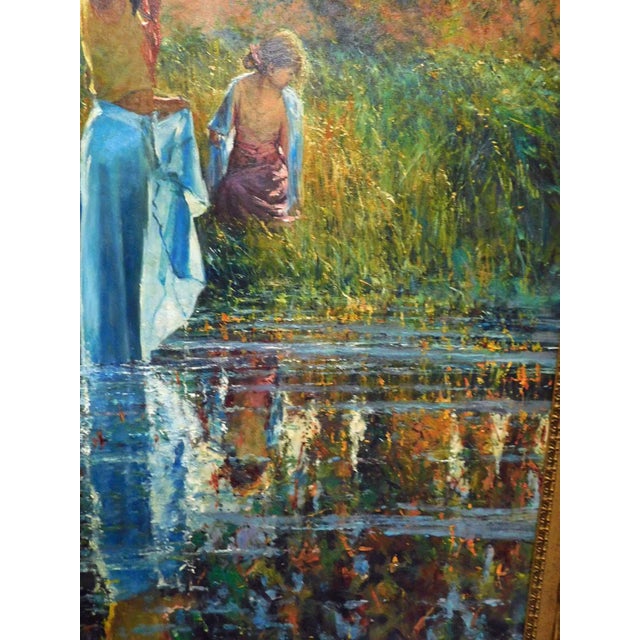 Green Contemporary Impressionist Style Figurative Oil Painting by Robert Hagan, Framed For Sale - Image 8 of 11