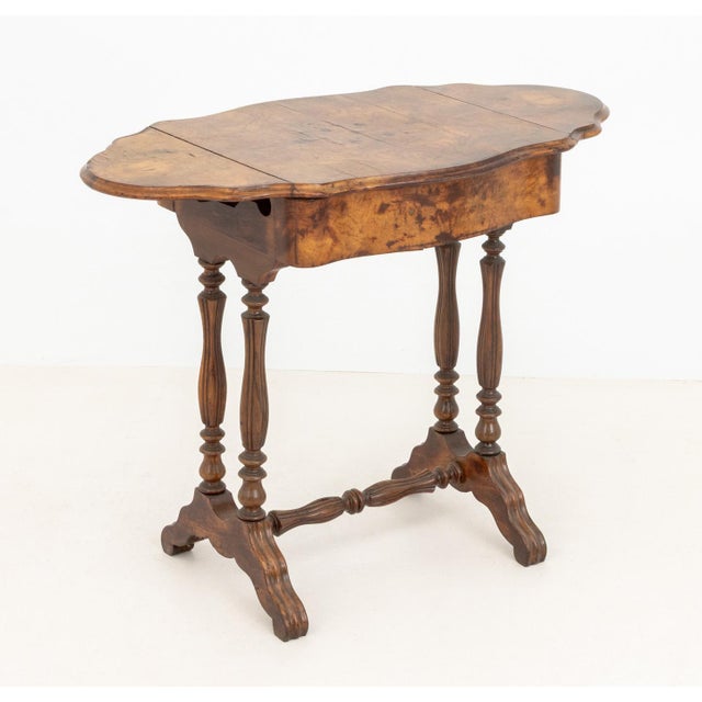 Brown Burl Walnut Pembroke Table, 19th Century For Sale - Image 8 of 9