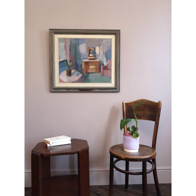 Mid-Century Modern Mid-Century Modern 'The Pastel Room' Original Swedish Expressive Interior Scene Oil Painting, Framed For Sale - Image 3 of 14