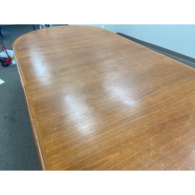 1980s Vintage Mid-Century Modern Teak Danish Made in Denmark Large Conference Table For Sale - Image 5 of 12
