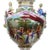 This exquisite antique Meissen porcelain lidded urn, dating to approximately 1880, is crafted in the opulent Louis XIV...