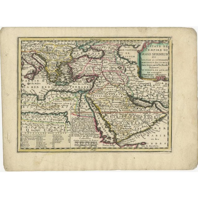 Original early-18th-century engraved map titled Estats de l’Empire du Grand Seigneur, depicting the Ottoman Empire across...