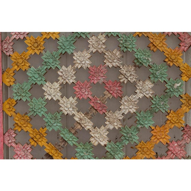 Antique Multicolor Painted Chinese Window For Sale In Los Angeles - Image 6 of 10