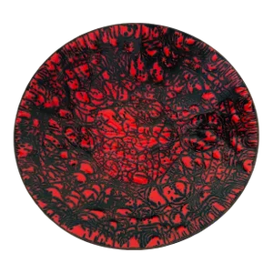 Midcentury Red & Black Enamel Decorative Dish / Plate