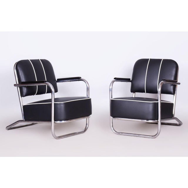 Black Bauhaus Lounge Chairs in Leather from Mücke Melder, 1930s, Set of 2 For Sale - Image 8 of 8