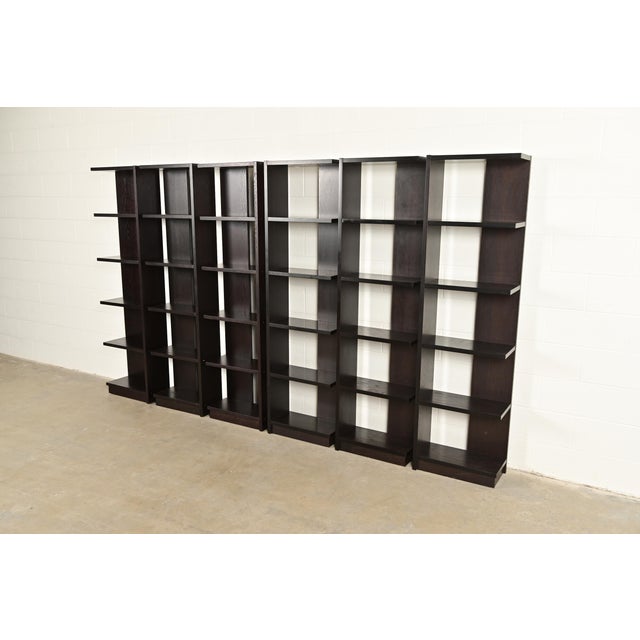 Barbara Barry Modern Art Deco Dark Oak Modular Étagères or Bookcases, Set of Six For Sale - Image 4 of 10