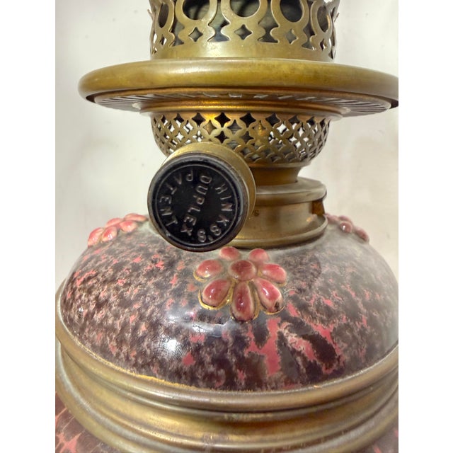 Rare Pair Antique 19th Century Hinks & Son Duplex Electrified Porcelain Bronze Oil Lamp For Sale - Image 14 of 15