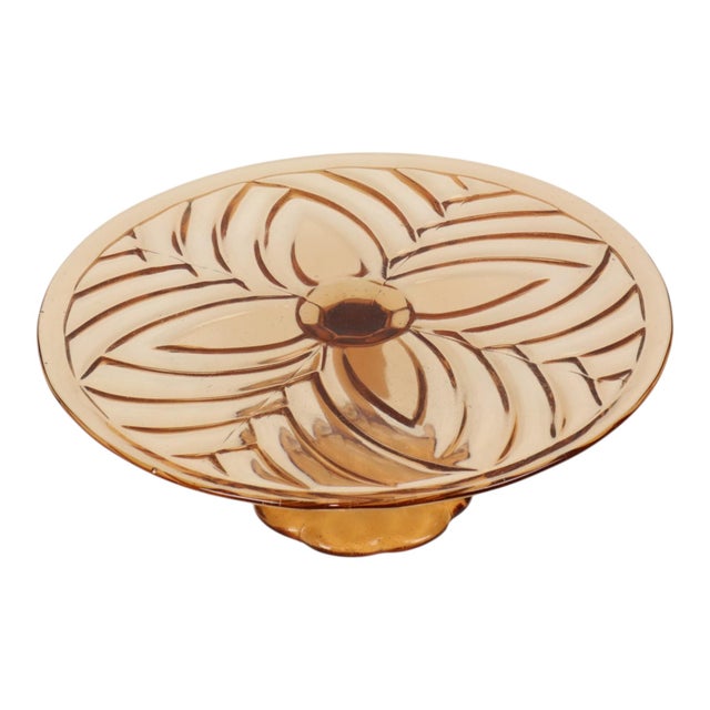 Art Deco Amber Cake Plate from Val Saint Lambert, 1930s For Sale - Image 3 of 14