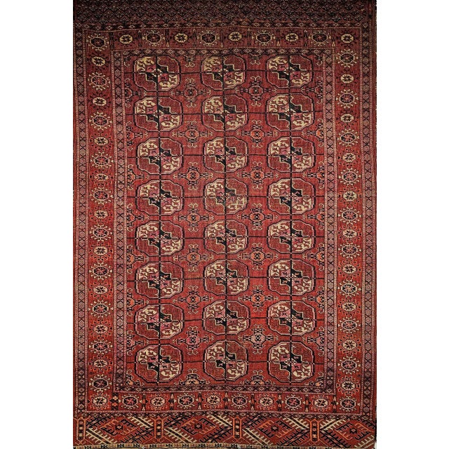 Vintage Turkmen Tekke Area Rug, Wool Pile, Geometric Medallion For Sale - Image 9 of 17