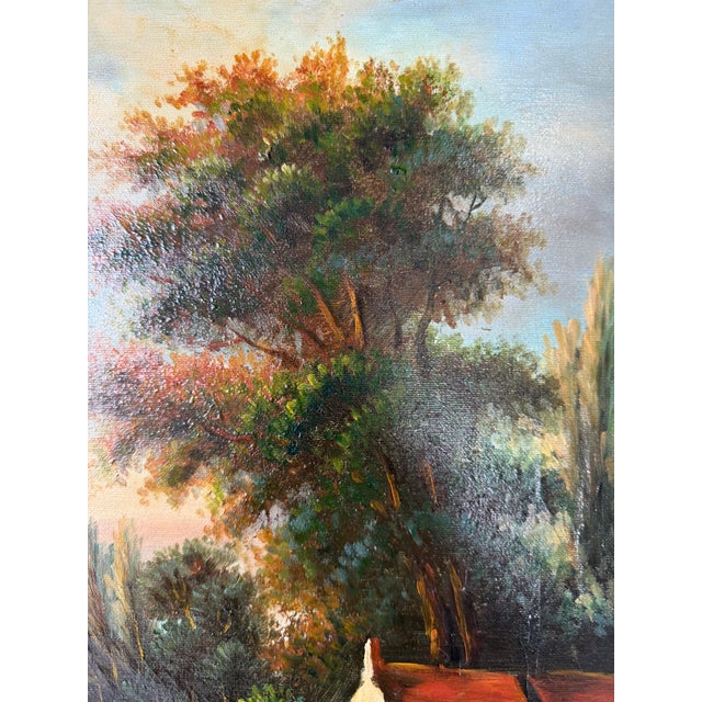 Vintage European Countryside River Landscape Oil Painting on Canvas – Framed For Sale - Image 10 of 17