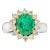 3 Carat Vivid Green Colombian Emerald and Diamond Halo Ring 18K White Gold, Size 7 For Sale