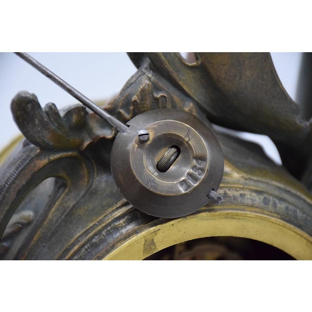 Large Nymph Clock in Regula and Bronze Patina Marble by A. De Raudery, France, 1890s For Sale - Image 11 of 18