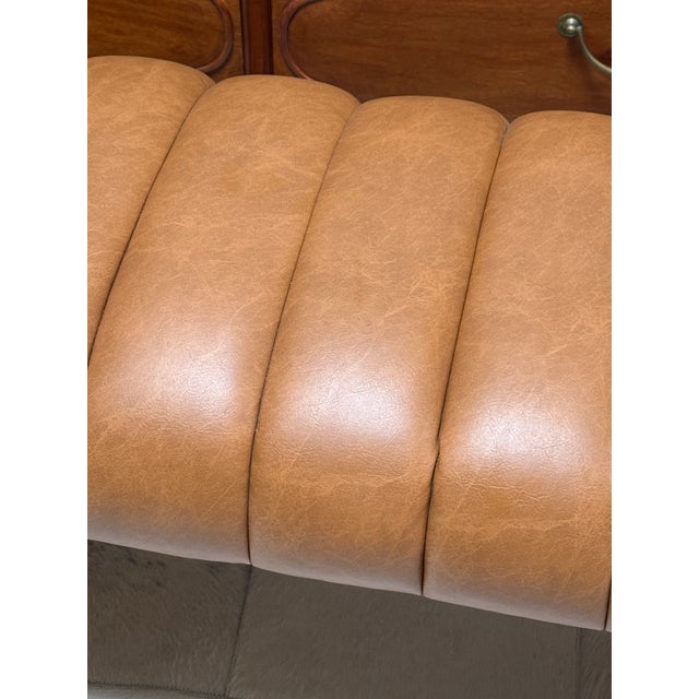 Textile Contemporary Channel-Tufted Upholstered Bench For Sale - Image 7 of 12